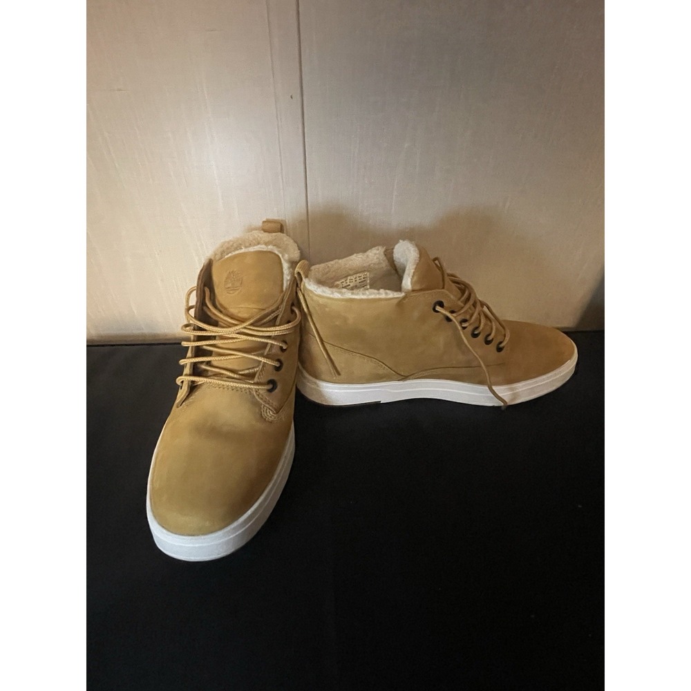 Mens Timberland DAVIS SQUARE Warm Fur Lined Chukka Sz 8  Wheat Nubuck